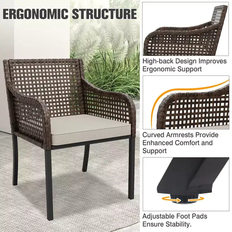 EAGLE PEAK Outdoor-Essgarnituren, Terrassentisch-Set mit Schirmloch, 2 Stühlen und Bank, Braun/Beige