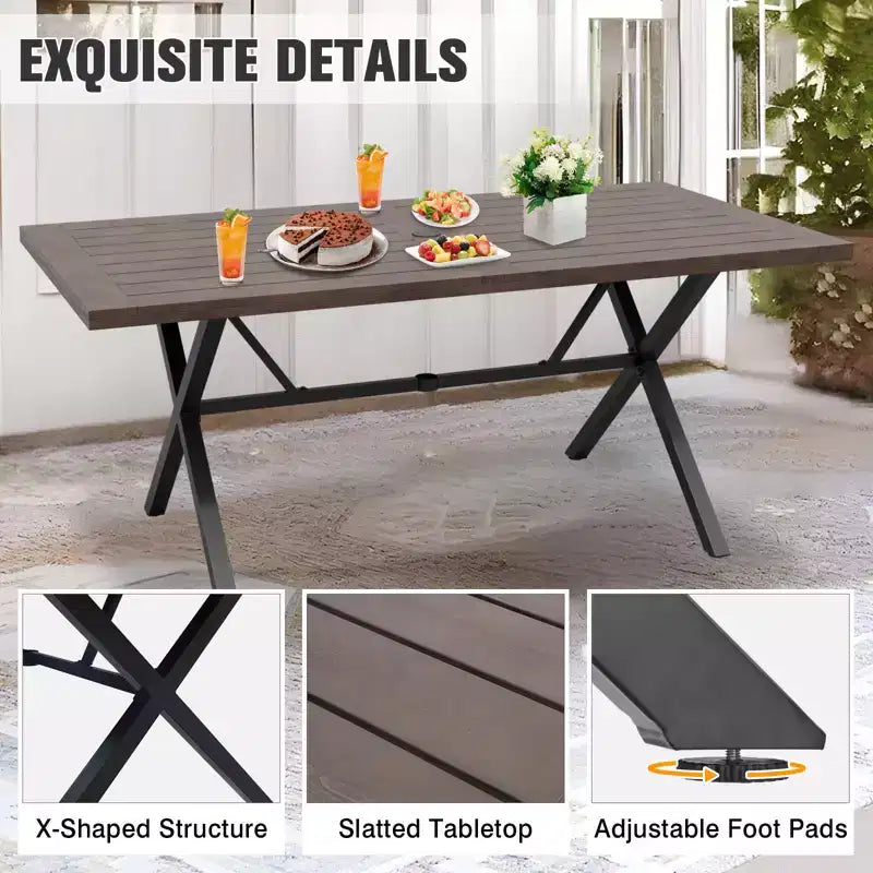 EAGLE PEAK Outdoor-Essgarnituren, Terrassentisch-Set mit Schirmloch, 2 Stühlen und Bank, Braun/Beige
