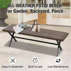 EAGLE PEAK Outdoor-Essgarnituren, Terrassentisch-Set mit Schirmloch, 2 Stühlen und Bank, Braun/Beige