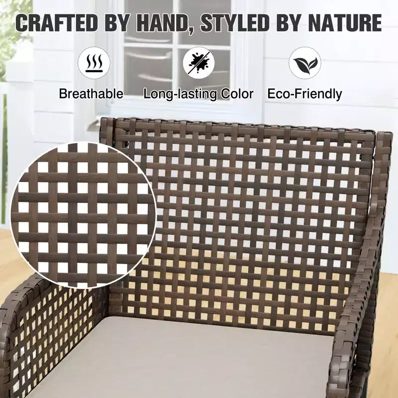 EAGLE PEAK Outdoor-Essgarnituren, Terrassentisch-Set mit Schirmloch, 2 Stühlen und Bank, Braun/Beige