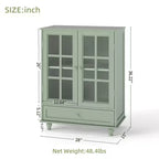 FurnitureR minimalistisches Sideboard mit Glastüren und Schublade, Farmhouse-Aufbewahrungsschrank für Esszimmer, Küche, Wohnzimmer, Flur/Eingangsbereich