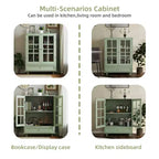 FurnitureR minimalistisches Sideboard mit Glastüren und Schublade, Farmhouse-Aufbewahrungsschrank für Esszimmer, Küche, Wohnzimmer, Flur/Eingangsbereich