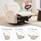Drehbarer Relaxsessel mit Massage- & Heizfunktion, 360°-Gleiter mit Getränkehaltern & Seitentaschen, Ergonomisches Lounge-Sofa für Wohnzimmer, Wohnmobil, Kinderzimmer