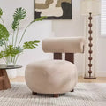 Christopher Knight Home Chariya Modern Rubberwood Velvet Upholstered Sculptural Accent Chair with Cylindrical Backrest