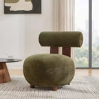 Christopher Knight Home Chariya Moderner Akzentstuhl aus Kautschukholz mit Samtbezug und zylindrischer Rückenlehne