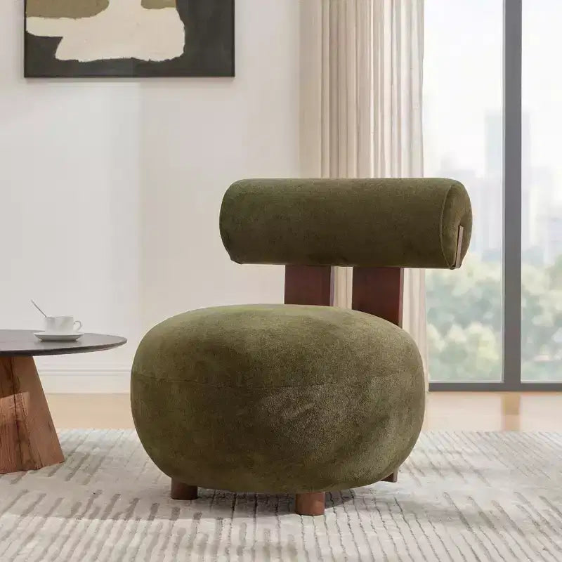 Christopher Knight Home Chariya Moderner Akzentstuhl aus Kautschukholz mit Samtbezug und zylindrischer Rückenlehne