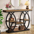 Lantine 39.4 Console Table, Industrial 4-Tier Sofa Table Entryway Table with Storage Shelves and Metal Frame for Small Spaces, Hallway, Foyer, Brown