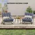 2 Pcs Outdoor Rocking Papasan Chairs, Comfortable Lounging Chair with Removable Cushions, Metal Frame, Padded Seat for Patio, Garden, Living Room