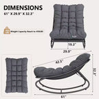 2 Stück Outdoor Papasan-Schaukelstühle, bequemer Liegestuhl mit abnehmbaren Kissen, Metallrahmen, gepolsterter Sitz für Terrasse, Garten, Wohnzimmer