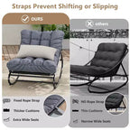 2 Stück Outdoor Papasan-Schaukelstühle, bequemer Liegestuhl mit abnehmbaren Kissen, Metallrahmen, gepolsterter Sitz für Terrasse, Garten, Wohnzimmer