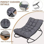 2 Stück Outdoor Papasan-Schaukelstühle, bequemer Liegestuhl mit abnehmbaren Kissen, Metallrahmen, gepolsterter Sitz für Terrasse, Garten, Wohnzimmer