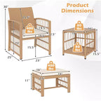 Costway 5-teiliges Terrassen-Sitzgruppe aus PE-Rattan, Balkonmöbel-Set mit Kissen