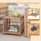 Costway 5-teiliges Terrassen-Sitzgruppe aus PE-Rattan, Balkonmöbel-Set mit Kissen