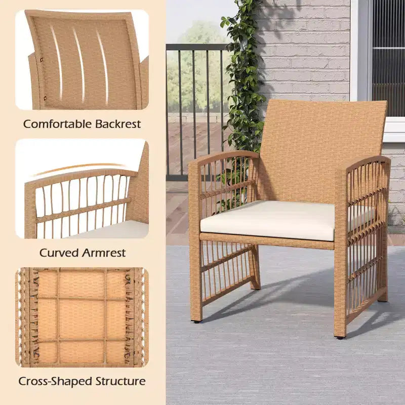 Costway 5-teiliges Terrassen-Sitzgruppe aus PE-Rattan, Balkonmöbel-Set mit Kissen