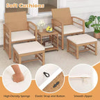 Costway 5-teiliges Terrassen-Sitzgruppe aus PE-Rattan, Balkonmöbel-Set mit Kissen
