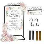 Adjustable Welcome Sign Stand - Sturdy Metal Sign Holder for Wedding, Birthday, Party, Guest Book, Includes 2 Pairs Leather Straps