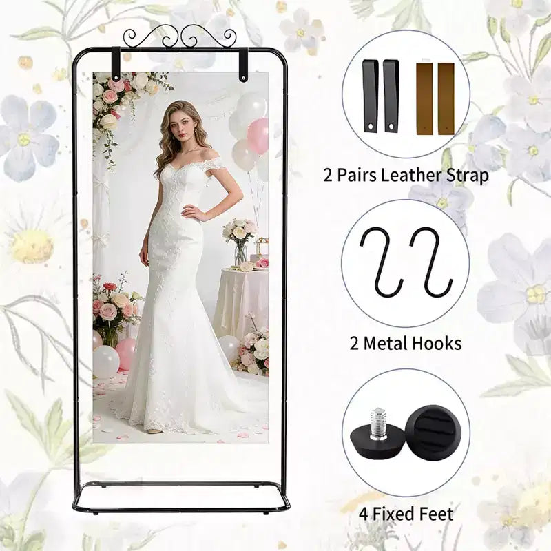 Verstellbarer Willkommensschild-Ständer – Robuster Metallschildhalter für Hochzeit, Geburtstag, Party, Gästebuch, inklusive 2 Paar Lederriemen