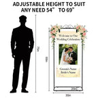 Verstellbarer Willkommensschild-Ständer – Robuster Metallschildhalter für Hochzeit, Geburtstag, Party, Gästebuch, inklusive 2 Paar Lederriemen