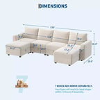 108-163 Modulares L/U-Sofa, 4-9 Sitzer Cloud Couch mit verstecktem Stauraum unter allen Sitzen, umbaubares Chenille-Schlafsofa mit Recamiere