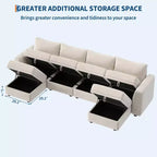 108-163 Modulares L/U-Sofa, 4-9 Sitzer Cloud Couch mit verstecktem Stauraum unter allen Sitzen, umbaubares Chenille-Schlafsofa mit Recamiere