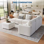108-163 Modulares L/U-Sofa, 4-9 Sitzer Cloud Couch mit verstecktem Stauraum unter allen Sitzen, umbaubares Chenille-Schlafsofa mit Recamiere