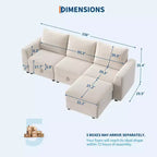 108-163 Modulares L/U-Sofa, 4-9 Sitzer Cloud Couch mit verstecktem Stauraum unter allen Sitzen, umbaubares Chenille-Schlafsofa mit Recamiere