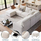 108-163 Modulares L/U-Sofa, 4-9 Sitzer Cloud Couch mit verstecktem Stauraum unter allen Sitzen, umbaubares Chenille-Schlafsofa mit Recamiere