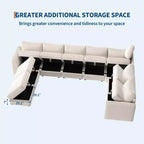 108-163 Modulares L/U-Sofa, 4-9 Sitzer Cloud Couch mit verstecktem Stauraum unter allen Sitzen, umbaubares Chenille-Schlafsofa mit Recamiere