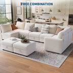 108-163 Modulares L/U-Sofa, 4-9 Sitzer Cloud Couch mit verstecktem Stauraum unter allen Sitzen, umbaubares Chenille-Schlafsofa mit Recamiere