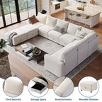 108-163 Modulares L/U-Sofa, 4-9 Sitzer Cloud Couch mit verstecktem Stauraum unter allen Sitzen, umbaubares Chenille-Schlafsofa mit Recamiere