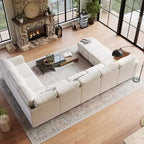 108-163 Modulares L/U-Sofa, 4-9 Sitzer Cloud Couch mit verstecktem Stauraum unter allen Sitzen, umbaubares Chenille-Schlafsofa mit Recamiere