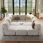 108-163 Modulares L/U-Sofa, 4-9 Sitzer Cloud Couch mit verstecktem Stauraum unter allen Sitzen, umbaubares Chenille-Schlafsofa mit Recamiere