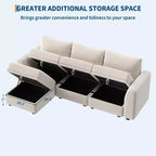 108-163 Modulares L/U-Sofa, 4-9 Sitzer Cloud Couch mit verstecktem Stauraum unter allen Sitzen, umbaubares Chenille-Schlafsofa mit Recamiere