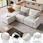 108-163 Modulares L/U-Sofa, 4-9 Sitzer Cloud Couch mit verstecktem Stauraum unter allen Sitzen, umbaubares Chenille-Schlafsofa mit Recamiere