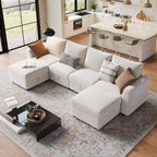 108-163 Modulares L/U-Sofa, 4-9 Sitzer Cloud Couch mit verstecktem Stauraum unter allen Sitzen, umbaubares Chenille-Schlafsofa mit Recamiere
