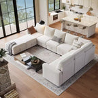 108-163 Modulares L/U-Sofa, 4-9 Sitzer Cloud Couch mit verstecktem Stauraum unter allen Sitzen, umbaubares Chenille-Schlafsofa mit Recamiere