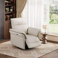 Acekool Swivel Rocker Recliner Chair, PU Leather Glider Reclining Sofa Chair with Deep Seat for Living Room Bedroom Nursery, White