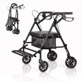 Portable Collapsible Wheelchair for Adults, 299lb Capacity, 6 Wheels, Adjustable Height, Underseat Storage, Comfortable Seat & Foot Pedal