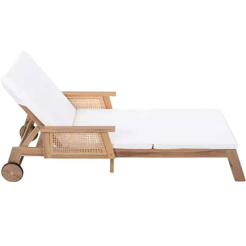 Christopher Knight Home Sakura Modernes 3-teiliges Akazien-Sonnenliegen- und Lamellentisch-Set mit Korbsitz