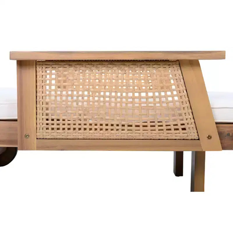 Christopher Knight Home Sakura Modernes 3-teiliges Akazien-Sonnenliegen- und Lamellentisch-Set mit Korbsitz