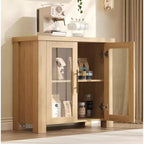Sideboard-Buffetschrank mit Glastüren, Moderner Buffetschrank mit Stauraum, Holz-Buffettisch für Wohnzimmer, Esszimmer und Küche