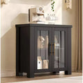 Sideboard Buffet Cabinet with Glass Doors, Modern Buffet Cabinet with Storage, Wood Buffet Table for Living Room, Dining Room and Kitchen