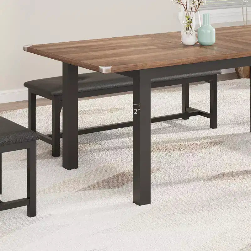 Platzsparendes ausziehbares Esszimmerset für 4-8 Personen, 63 multifunktionaler Tisch mit Bänken und Hockern, wasserdicht, kratzfest, moderner Mid-Century-Stil