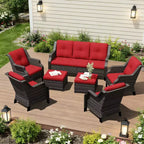 UPTIOT 4-Sessel-Set mit 2 Hockern & Sofa