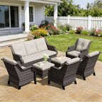 UPTIOT 4-Sessel-Set mit 2 Hockern & Sofa