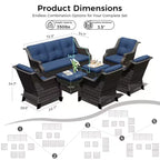 UPTIOT 4-Sessel-Set mit 2 Hockern & Sofa