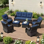 UPTIOT 4-Sessel-Set mit 2 Hockern & Sofa