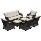 UPTIOT 4-Chair Set with 2 Ottomans & Sofa
