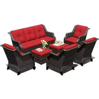 UPTIOT 4-Sessel-Set mit 2 Hockern & Sofa