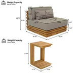 Christopher Knight Home Nolan Patio Modernes Akazienholz 3-teiliges Terrassen-Gesprächs-Set mit überdimensionierten Clubsesseln und Beistelltisch